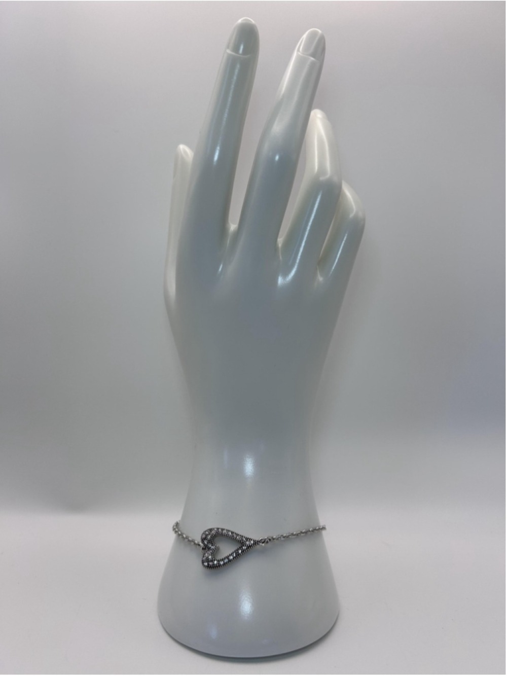 Brighton Silver Tone Open Heart Pave Crystal Chain Love Charm Bracelet‎